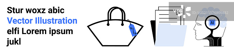 购物袋、文件和人头图片素材