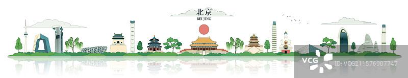 北京城市描边矢量插画图片素材