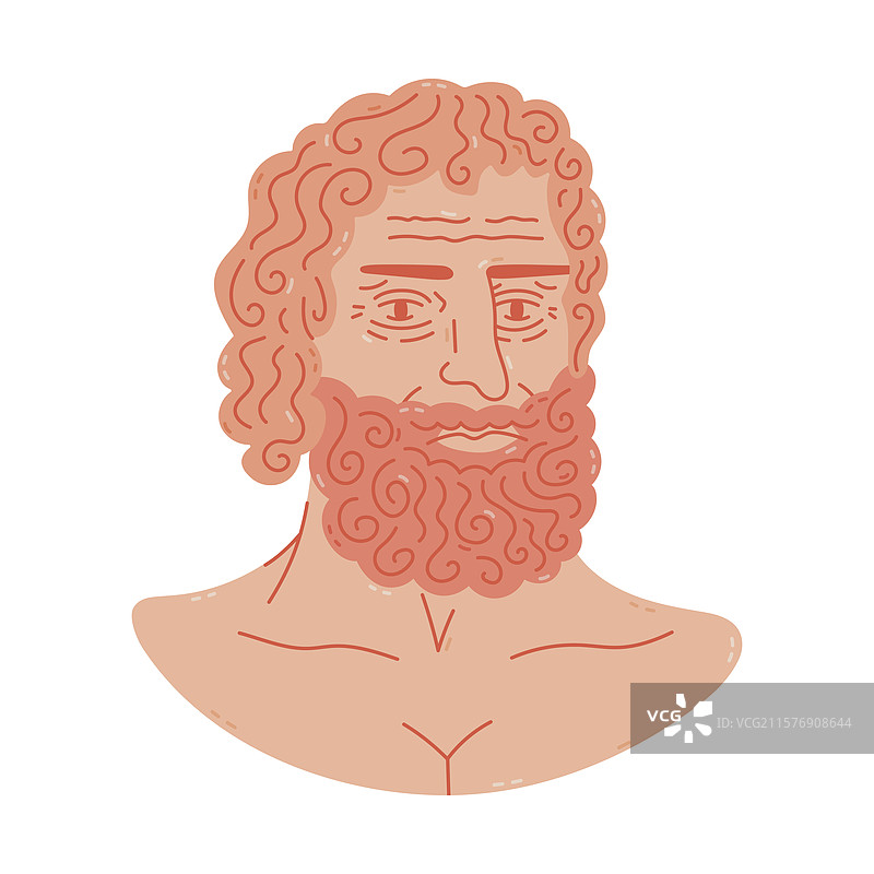 可爱的卡通希腊雕塑，描绘了神朱庇特图片素材