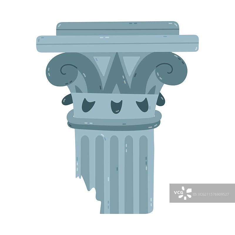 可爱的卡通古希腊柱子，带有破损痕迹图片素材