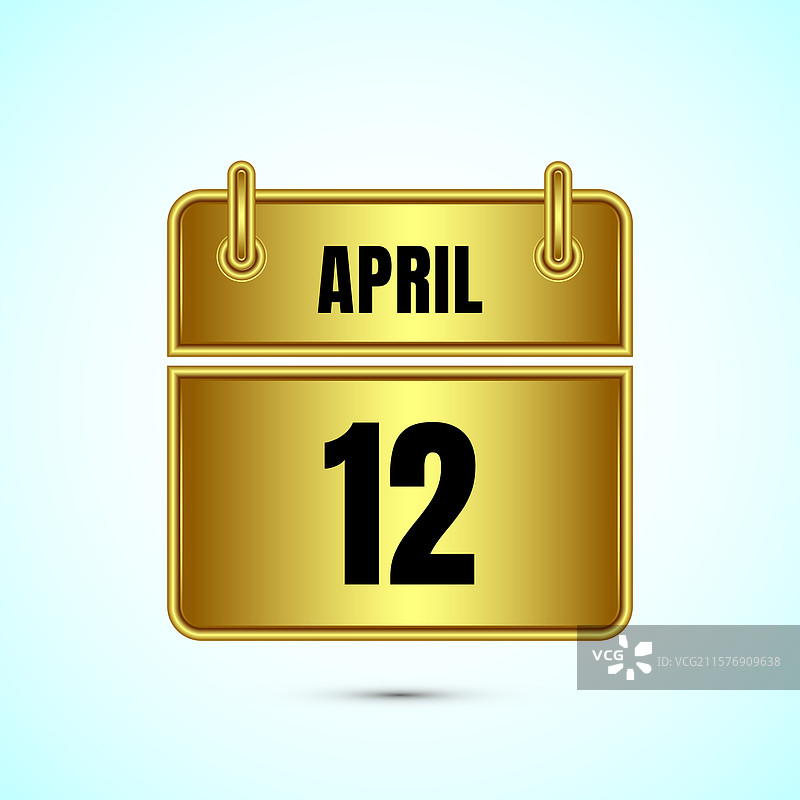 金色的四月十二日日历和时间规划器图片素材