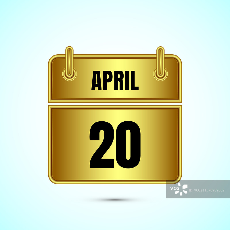 金色的四月二十日日历和时间规划器图片素材