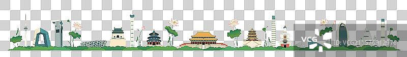 北京城市描边矢量插画图片素材