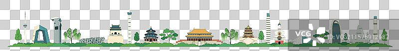 北京城市描边矢量插画图片素材