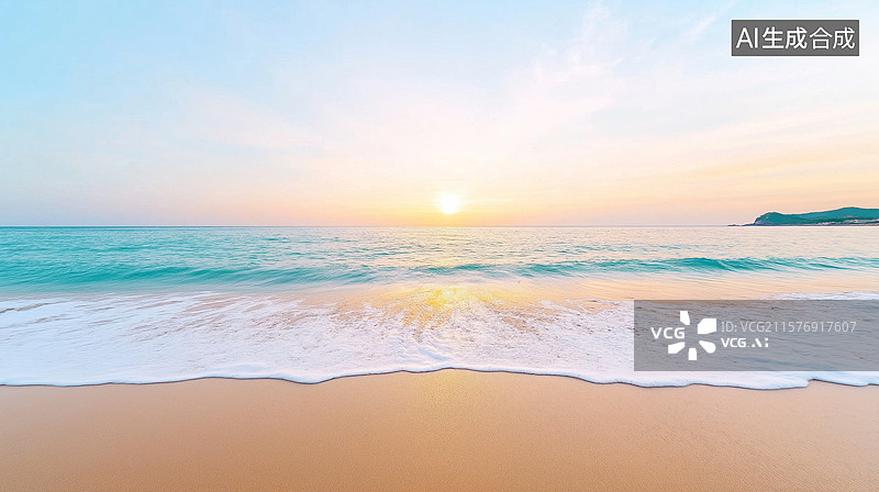 【AI数字艺术】海滩日出美景图片素材