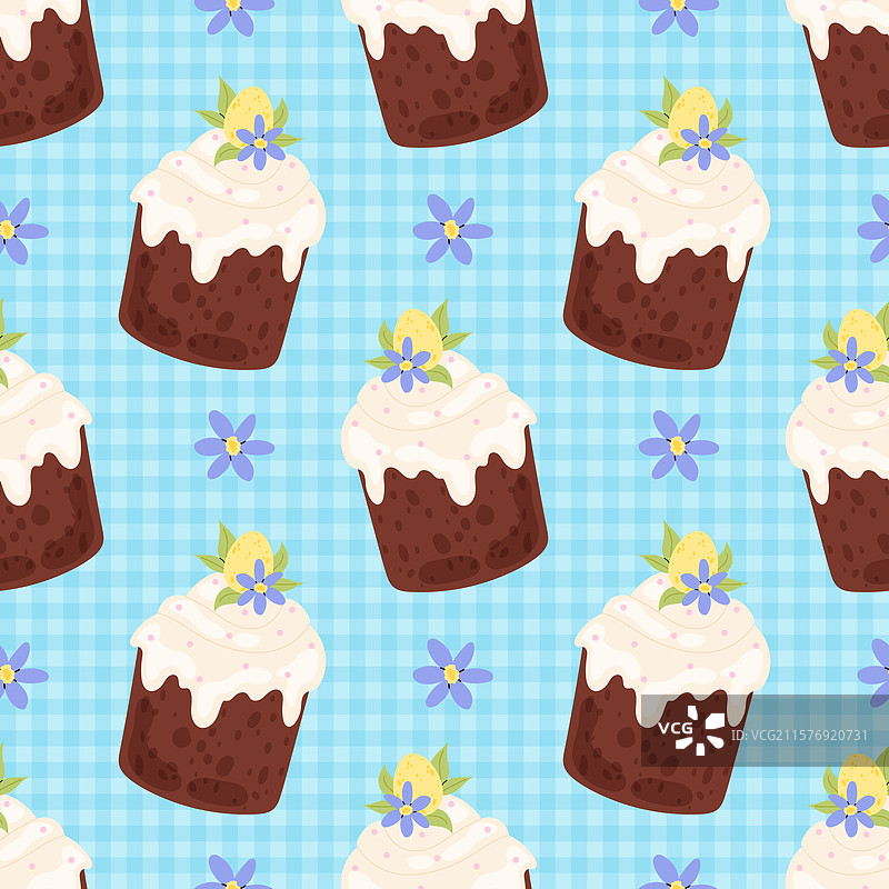 复活节背景，带有花卉图案的复活节蛋糕图片素材