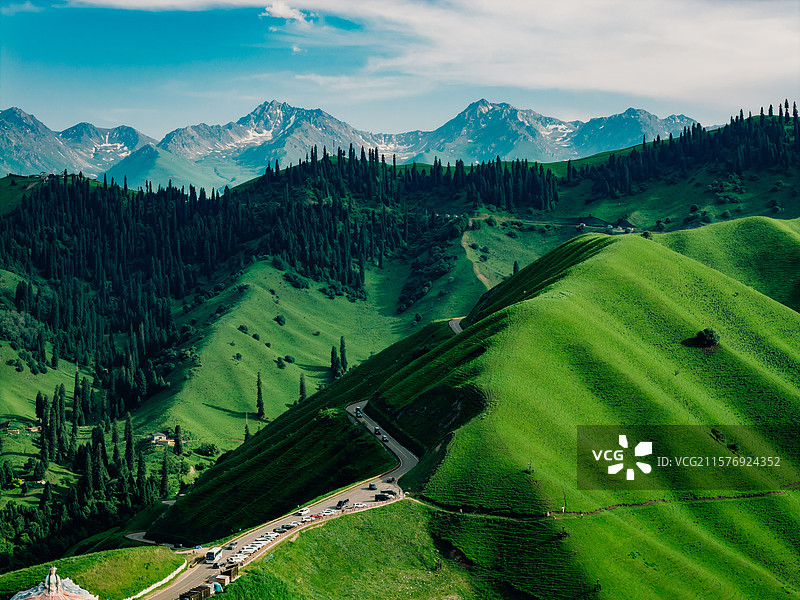 航拍 草原 休闲 弯道 滑草 消费 自然 风景  背景 游戏 素材图片素材