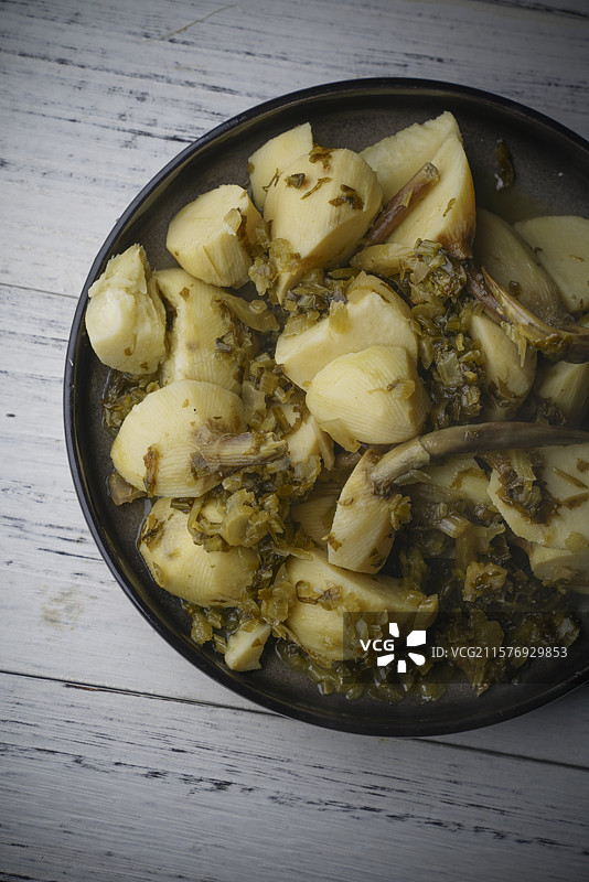 中国传统菜雪菜茨菇图片素材