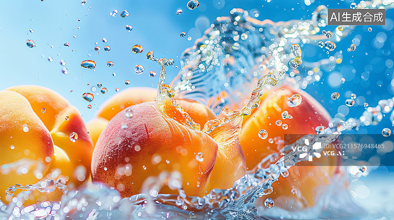 【AI数字艺术】新鲜的水蜜桃图片素材