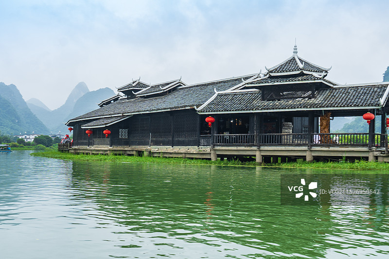 广西桂林世外桃源桃花源风景4A级旅游景区图片素材