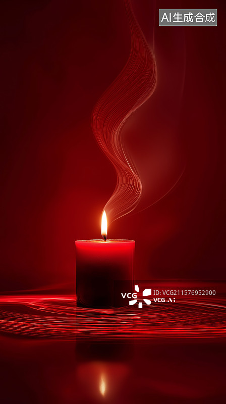 【AI数字艺术】红色背景——红色发光蜡烛、缅怀图片素材