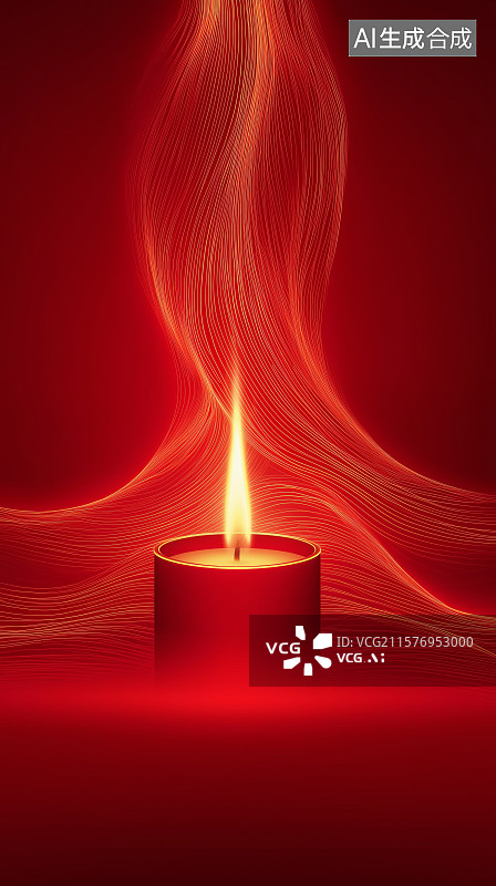 【AI数字艺术】红色背景——红色发光蜡烛、缅怀图片素材