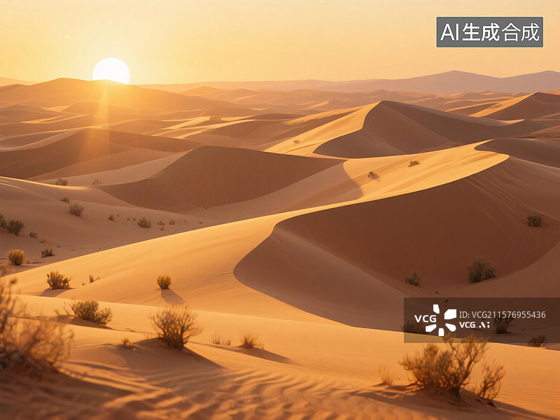 【AI数字艺术】金色沙漠之光图片素材