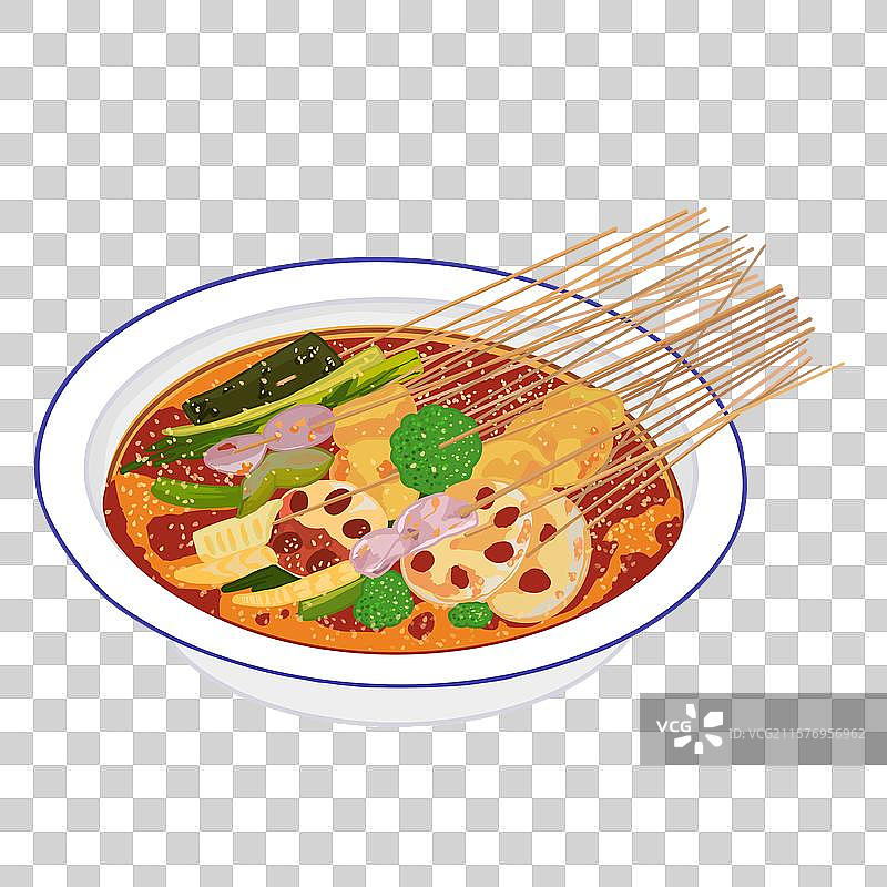 成都美食钵钵鸡插画图片素材