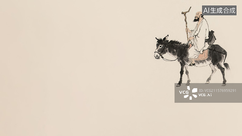 【AI数字艺术】水墨画右上图片素材