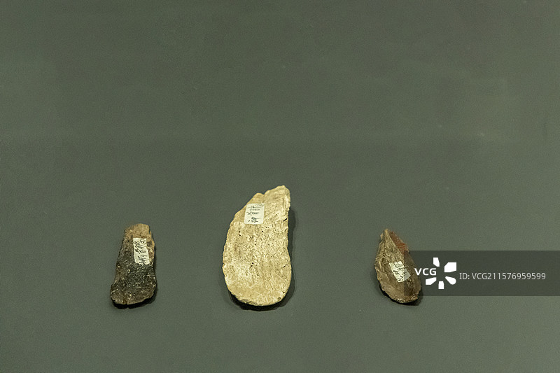 贵州省博物馆“多彩贵州历史文化展（史前时期）”：骨铲（新石器时代，石，长顺广顺神仙洞遗址出土）图片素材