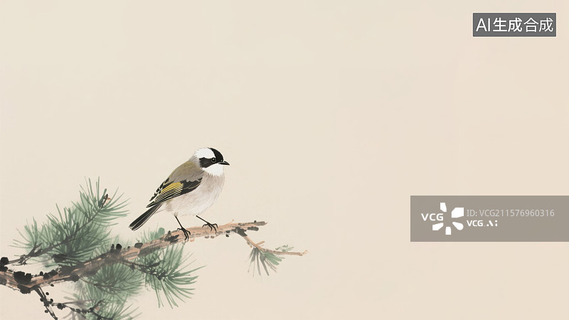 【AI数字艺术】水墨画左下图片素材