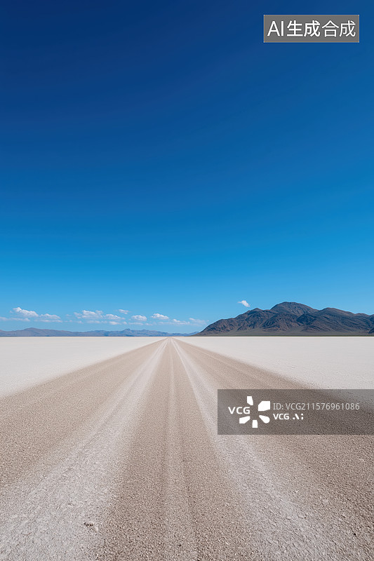 【AI数字艺术】沙漠公路与蓝天图片素材