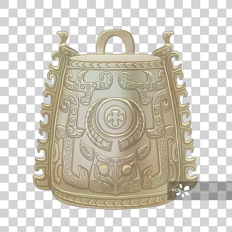 商兽面纹立鸟青铜鎛图片素材