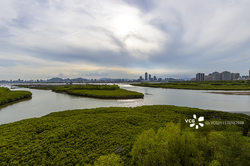 厦门下潭尾湿地公园和环东同安滨海新城夏日风光图片素材