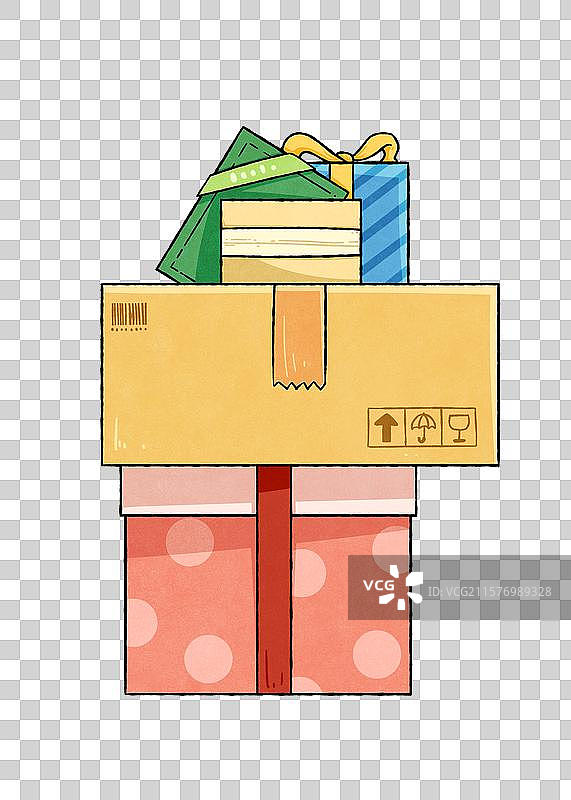 堆叠的礼物与纸箱图片素材