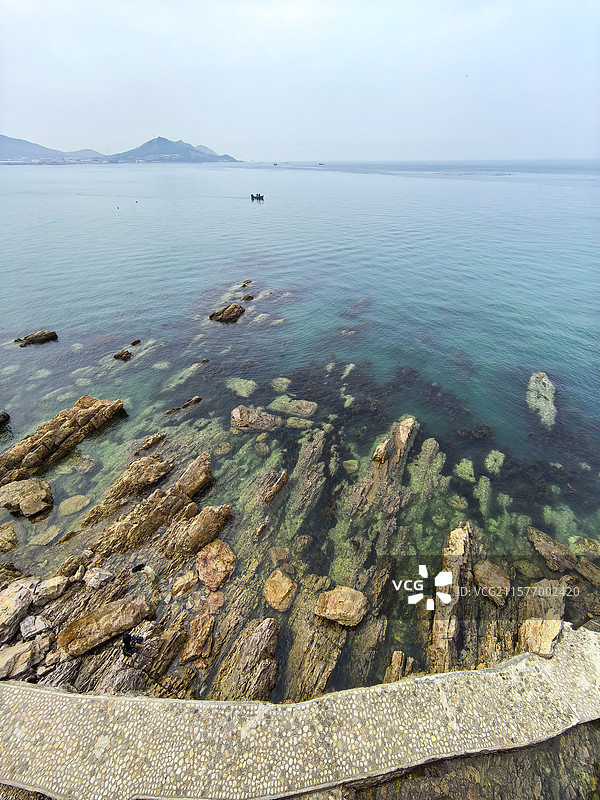 俯瞰长岛望夫礁风景区礁石全景图片素材
