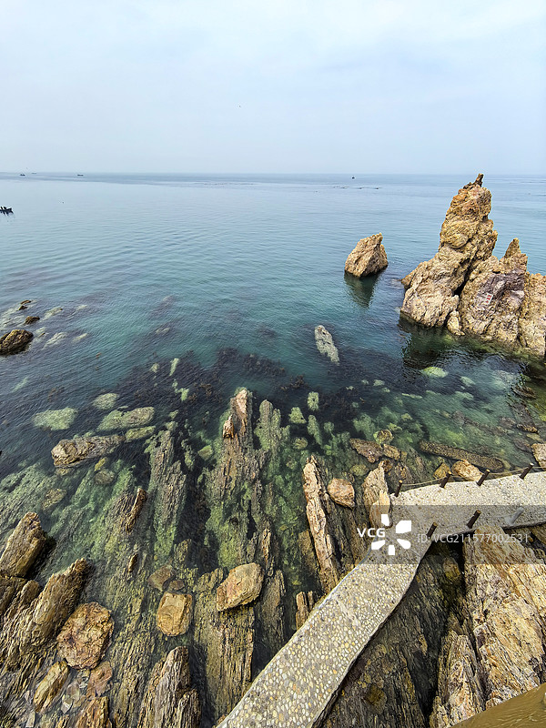 俯瞰长岛望夫礁风景区礁石全景图片素材