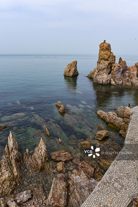 俯瞰长岛望夫礁风景区礁石全景图片素材