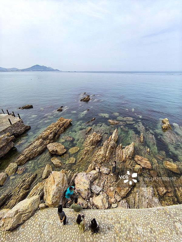 俯瞰长岛望夫礁风景区礁石全景图片素材