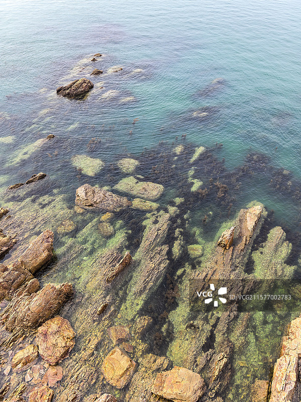 俯瞰长岛望夫礁风景区礁石近景图片素材