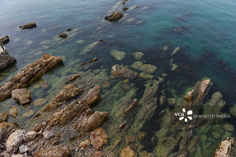 俯瞰长岛望夫礁风景区礁石近景图片素材