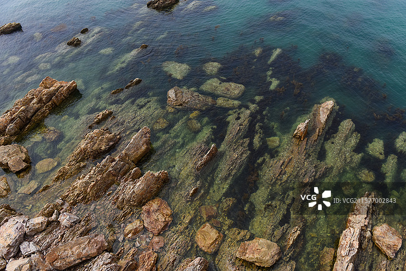 俯瞰长岛望夫礁风景区礁石近景图片素材