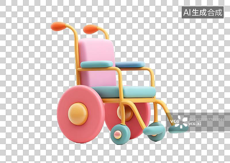 【AI数字艺术】【免抠png素材】一个彩色卡通轮椅图片素材