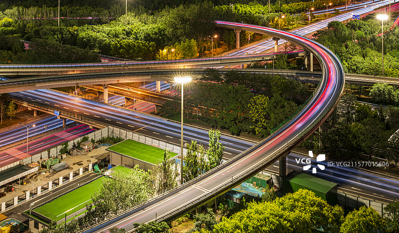 北京四环望和桥立交桥交通脉络城市夜景图片素材
