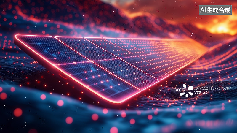 【AI数字艺术】科技感光伏能源概念图图片素材
