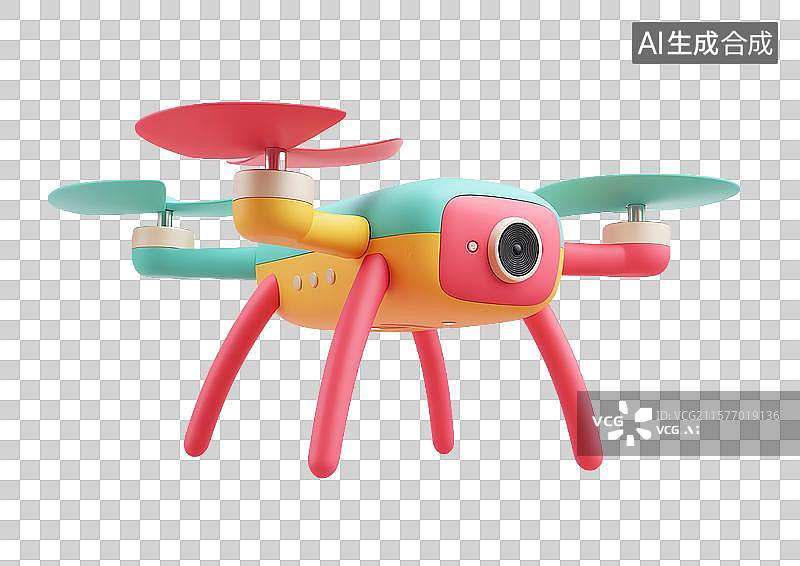 【AI数字艺术】【免抠png素材】彩色卡通无人机飞行器图片素材
