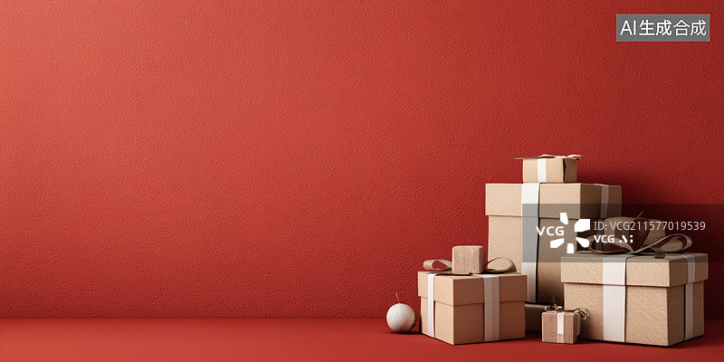 【AI数字艺术】节日礼物堆叠图片素材