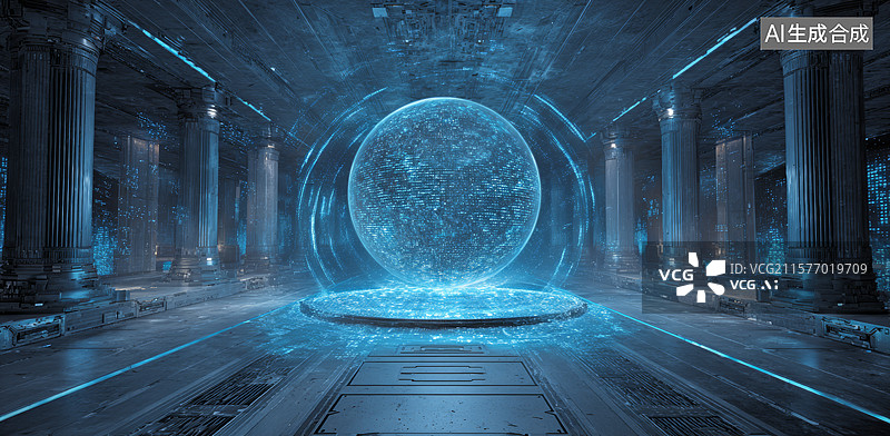 【AI数字艺术】神秘水晶球殿堂图片素材