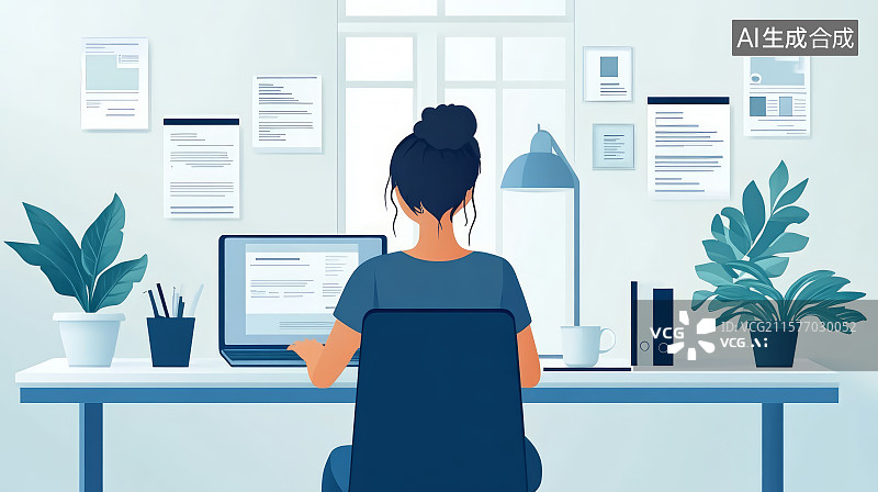 【AI数字艺术】商务职场办公人物扁平化插画图片素材