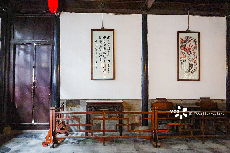 苏州园林之网师园园林建筑假山亭台楼榭花朵风光图片素材