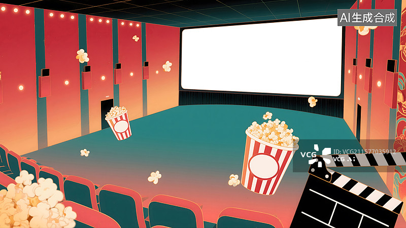【AI数字艺术】电影院插画图片素材