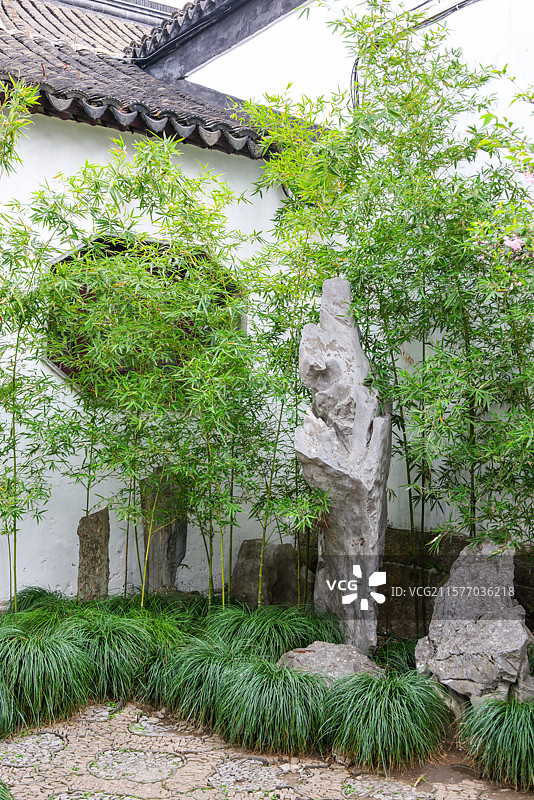 苏州园林之网师园园林建筑假山亭台楼榭花朵风光图片素材