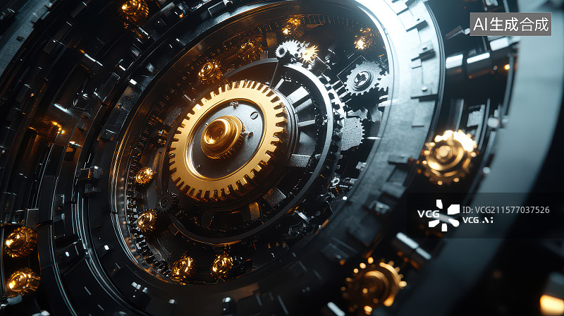 【AI数字艺术】​​精密机械齿轮工业特写图​​图片素材
