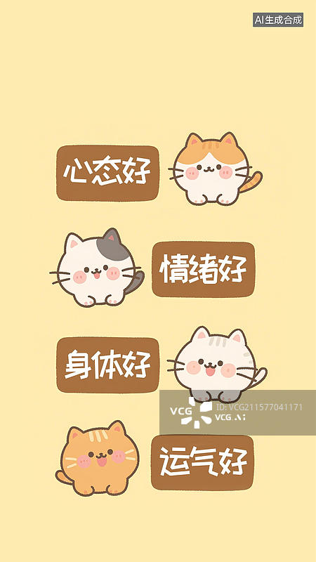 【AI数字艺术】心态好情绪好身体好运气好图片素材