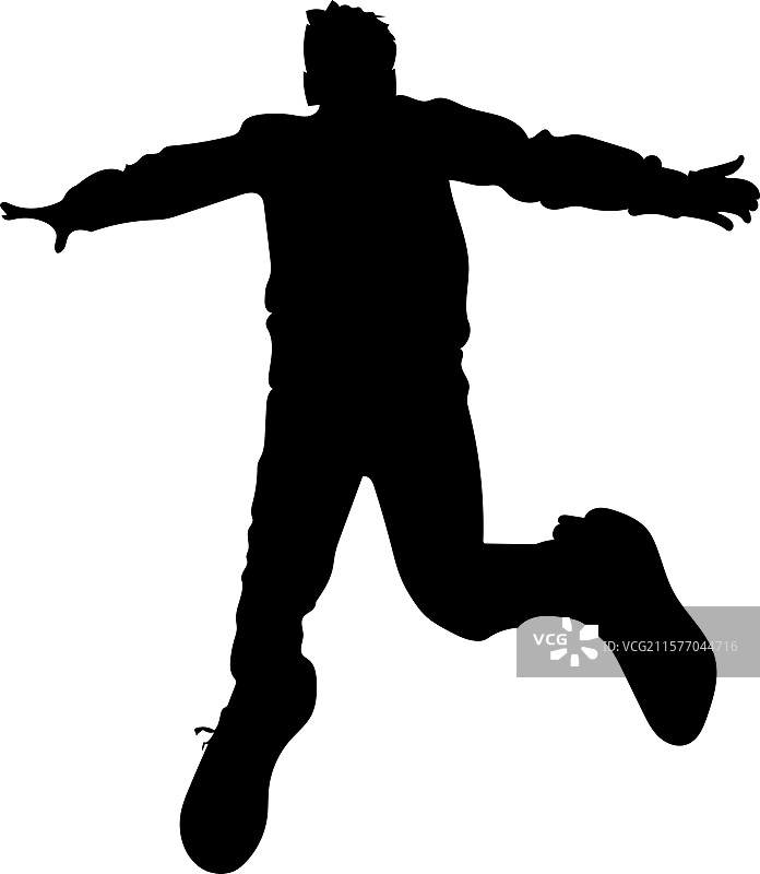 一个男生飞跃剪影矢量图图片素材