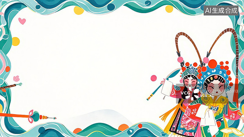 【AI数字艺术】戏曲人物装饰边框设计图片素材