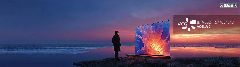 【AI数字艺术】海岸日落观屏场景图片素材