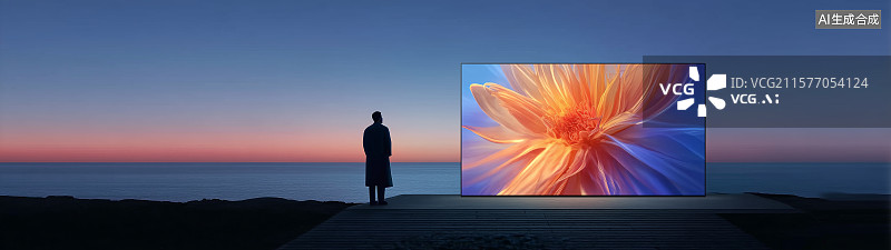 【AI数字艺术】海岸日落观屏场景图片素材