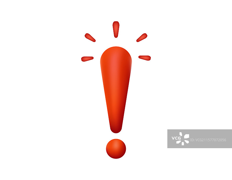 白色背景上的红色感叹号与光芒图片素材