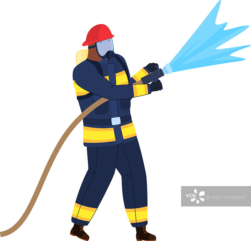 消防员使用水管图片素材